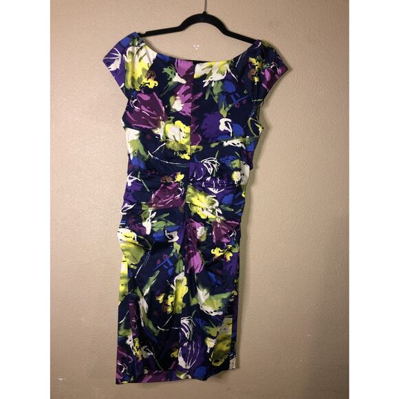 Suzi Chin for Maggy Boutique Cocktail Boho Girly Purple Yellow Floral Dress - Picture 7 of 10